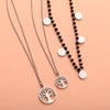 s Tree Of Life Pendent Necklace For Woman Silvery Stainless Steel Necklaces 3 Layer Black Beads Chain Trendy Jewelry
