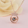 New Arrive S925 Sterling Silver Crown Projection 100 Languages I Love You Charm Pendant Necklace for Women Choker Lover Gift