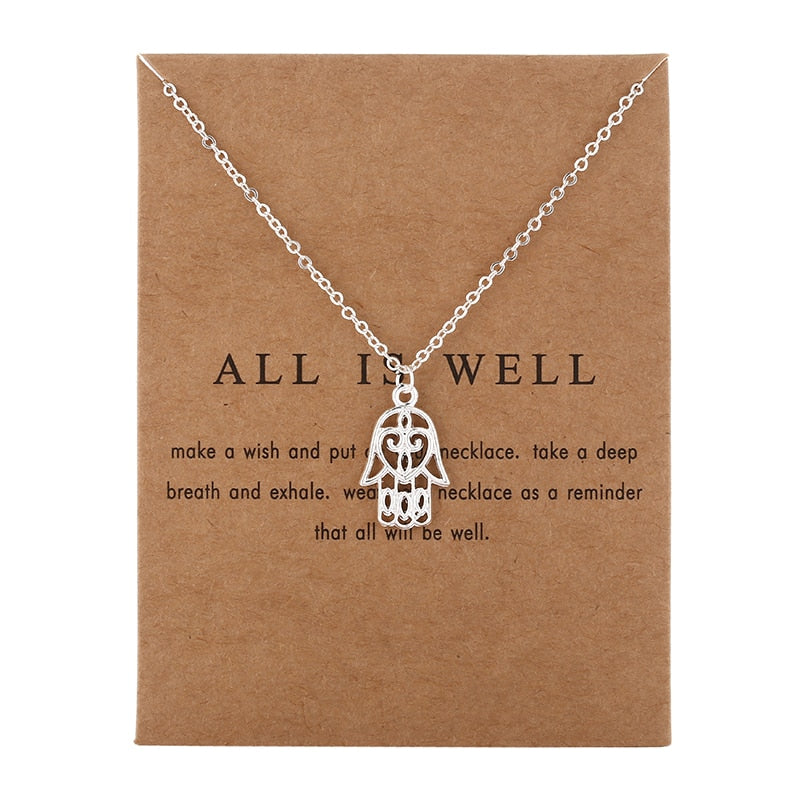 Arrived Jewelry Silver Color All Is Well Hamsa Fatima Hand Chocker Necklace Pendant For Women Girl