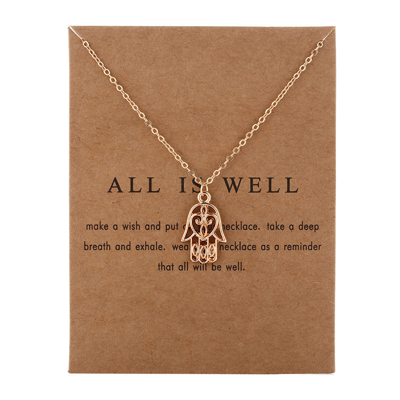 New Arrived Fashion Jewelry Silver Color All Is Well Hamsa Fatima Hand Chocker Necklace Pendant For Women Girl