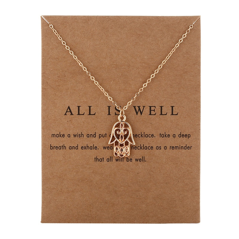 Arrived Jewelry Silver Color All Is Well Hamsa Fatima Hand Chocker Necklace Pendant For Women Girl