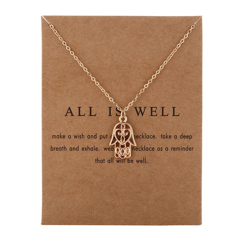 Arrived Jewelry Silver Color All Is Well Hamsa Fatima Hand Chocker Necklace Pendant For Women Girl