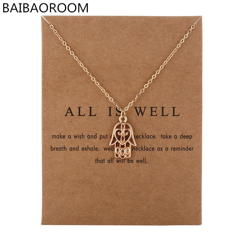 Arrived Jewelry Silver Color All Is Well Hamsa Fatima Hand Chocker Necklace Pendant For Women Girl