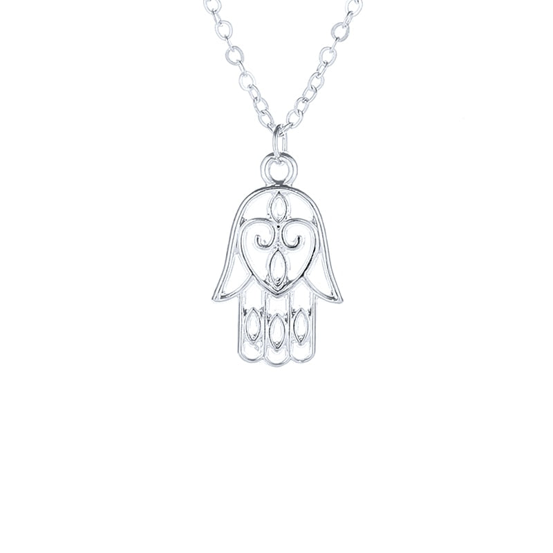 Arrived Jewelry Silver Color All Is Well Hamsa Fatima Hand Chocker Necklace Pendant For Women Girl