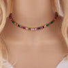 Arrived Gold Filled Choker Necklace Rainbow CZ Wide Tennis Chain Colorful Cubic Zircon Charm collar jewellery bijoux femme