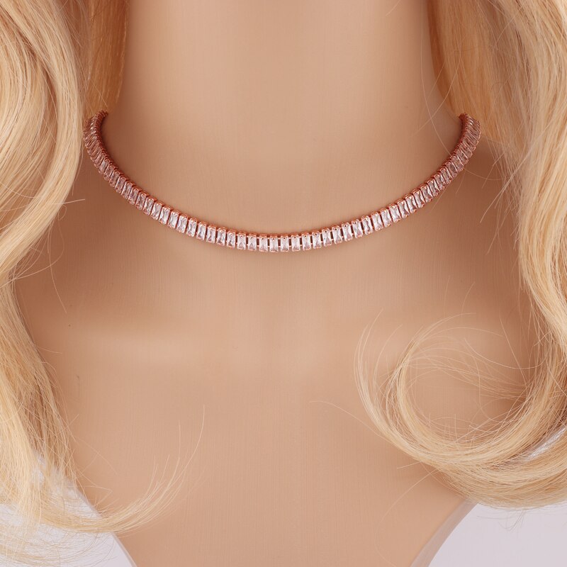 Arrived Gold Filled Choker Necklace Rainbow CZ Wide Tennis Chain Colorful Cubic Zircon Charm collar jewellery bijoux femme