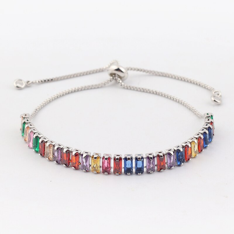 Arrived Gold Filled Choker Necklace Rainbow CZ Wide Tennis Chain Colorful Cubic Zircon Charm collar jewellery bijoux femme