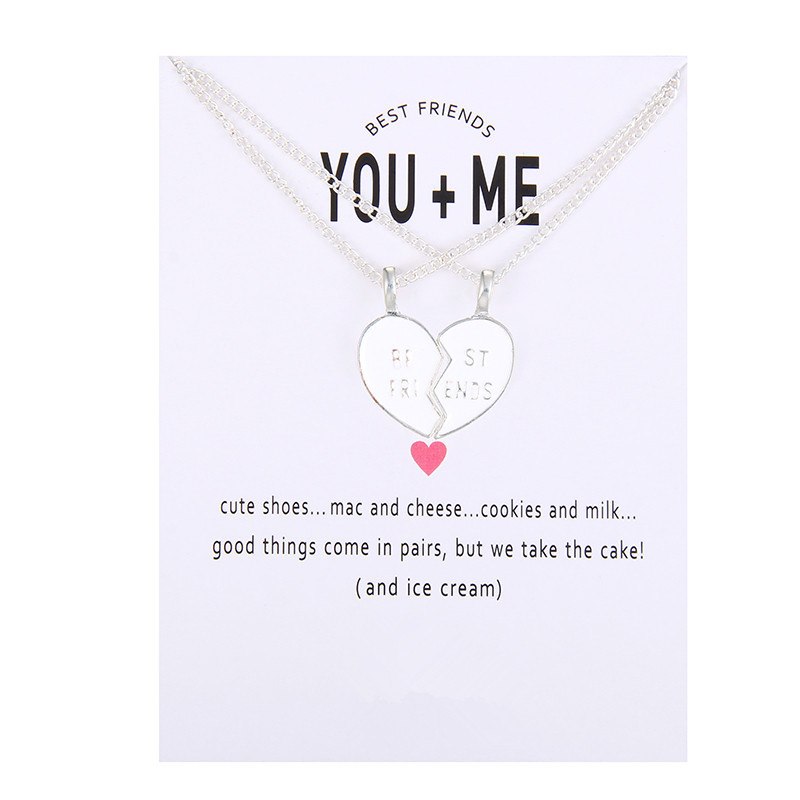 New Arrived glaze Friends Broken Heart Best Friend You And Me Alloy Clavicle Pendant Necklace Jewelry