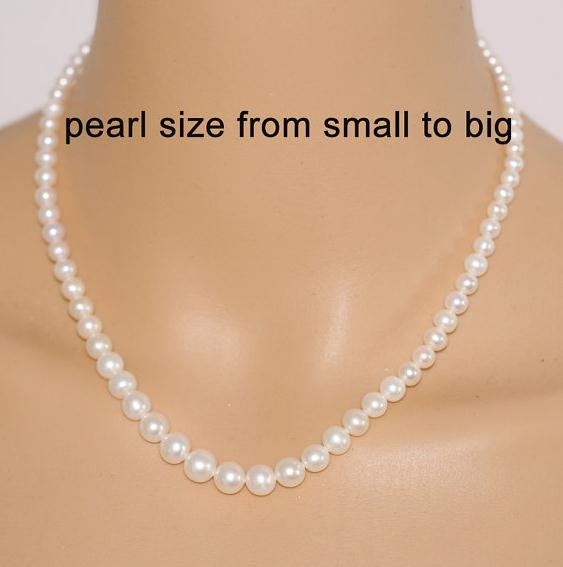 New Arriver 3mm to 8mm White Color Freshwater Pearl Necklace From Samll Pearl To Big Pearls Necklace, Natural Pearl Jewellery
