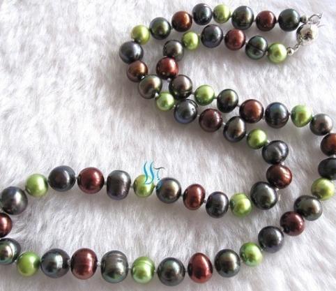 New Arriver Pearl Jewellery 20 Inches AA 7-8MM Multicolor Freshwater Pearl Necklace