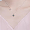Beautiful Female Exquisite 925 Sterling Silver Jewelry Star And Blue Ball Crystal Clavicle Chain Pendant Necklaces for Women