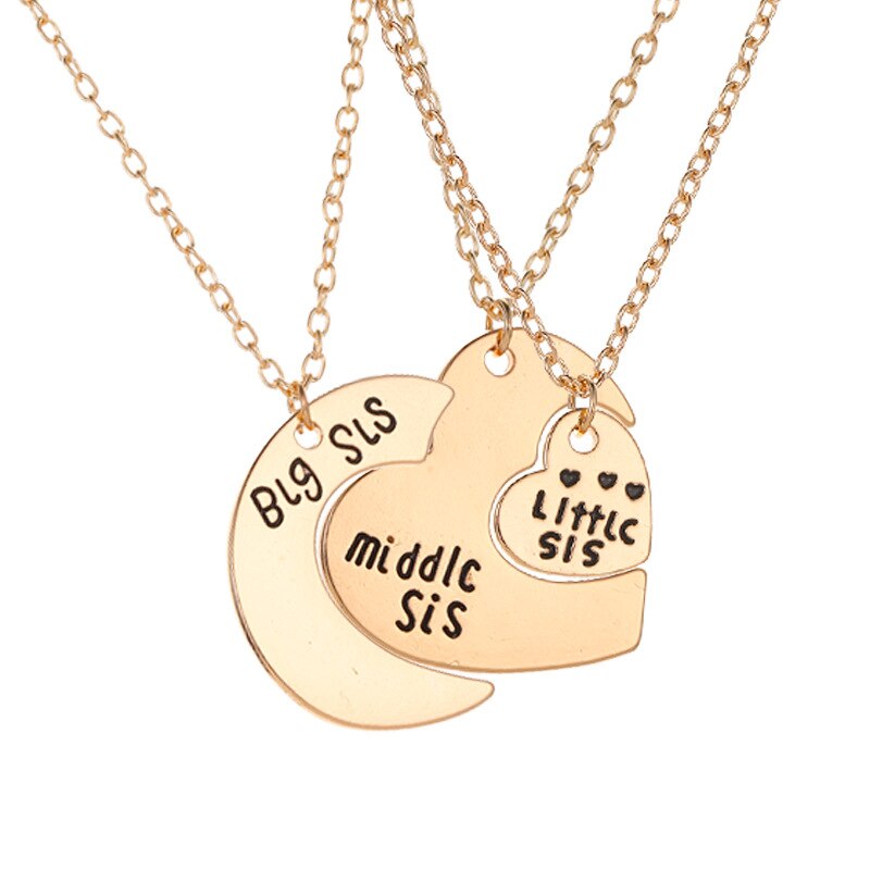 Big Sister / Middle Sis / Little Sis 3 pieces / set of stitching necklaces friends good sister necklaces Family gifts
