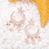 Big Zirconia Moon Stars Drop Earrings For Women CZ Star Tassel Dangle Earrings Geometric Party Earring Gifts Jewelry