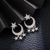 Big Zirconia Moon Stars Drop Earrings For Women CZ Star Tassel Dangle Earrings Geometric Party Earring Gifts Jewelry