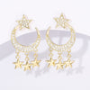 Big Zirconia Moon Stars Drop Earrings For Women CZ Star Tassel Dangle Earrings Geometric Party Earring Gifts Jewelry