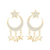 Big Zirconia Moon Stars Drop Earrings For Women CZ Star Tassel Dangle Earrings Geometric Party Earring Gifts Jewelry