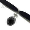 Black Velvet Choker Necklace, Gothic Victorian Black Cameo Necklace