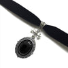 Black Velvet Collar Necklace Gothic Victorian Black Crystal Embossed Necklace Ladies Jewelry