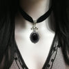 Black Velvet Collar Necklace Gothic Victorian Black Crystal Embossed Necklace Ladies Jewelry