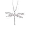 Black White Ivory Stone Crystal Big Dragonfly Pendant Necklace For Woman 3 Layer Long Sweate Chains Necklace Elegant Jewelry