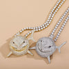 Bling Full Cubic Zircon Shark Pendant Necklace Star Designer Hip Hop Jewelry