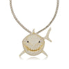 Bling Full Cubic Zircon Shark Pendant Necklace Star Designer Hip Hop Jewelry