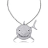 Bling Full Cubic Zircon Shark Pendant Necklace Star Designer Hip Hop Jewelry