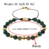 Blue Tiger Eyes Beads Weaving Bracelet Homme Men CZ Ball Beads Adjustable Bracelet Men