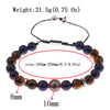 Blue Tiger Eyes Beads Weaving Bracelet Homme Men CZ Ball Beads Adjustable Bracelet Men