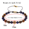 Blue Tiger Eyes Beads Weaving Bracelet Homme Men CZ Ball Beads Adjustable Bracelet Men