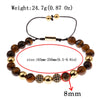 Blue Tiger Eyes Beads Weaving Bracelet Homme Men CZ Ball Beads Adjustable Bracelet Men
