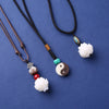 Bodhi Seed Handcrafted Lotus Flower Pendant Elegant Rope Long Necklace For Women Girl Tai Chi YIN YANG Necklace Jewelry