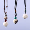 Bodhi Seed Handcrafted Lotus Flower Pendant Elegant Rope Long Necklace For Women Girl Tai Chi YIN YANG Necklace Jewelry