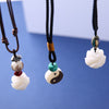 Bodhi Seed Handcrafted Lotus Flower Pendant Elegant Rope Long Necklace For Women Girl Tai Chi YIN YANG Necklace Jewelry