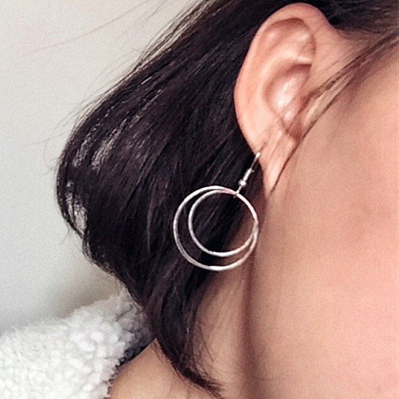 New Bohemia Geometric Triangle Circle Shell Simulated Pearls Long Tassel Big Drop Earrings Vintage Statement Punk Women Jewelry