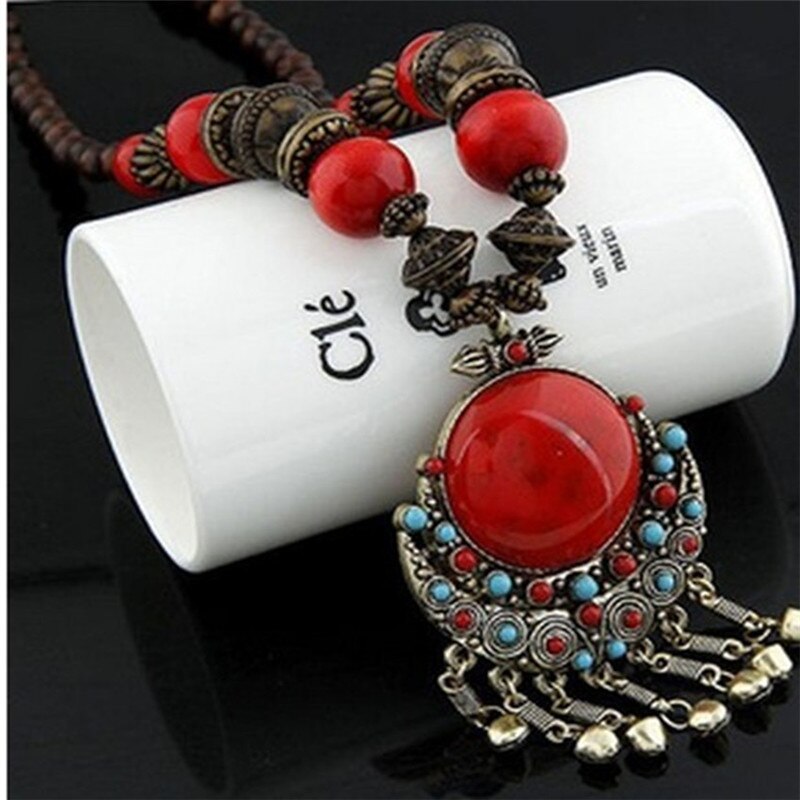 Bohemia Long Ethnic Necklaces &amp; Pendant Maxi Natural Stones Vintage Strand Statement Necklaces For Women Jewelry 5.0