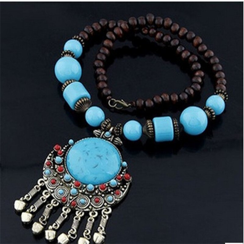 Bohemia Long Ethnic Necklaces &amp; Pendant Maxi Natural Stones Vintage Strand Statement Necklaces For Women Jewelry 5.0
