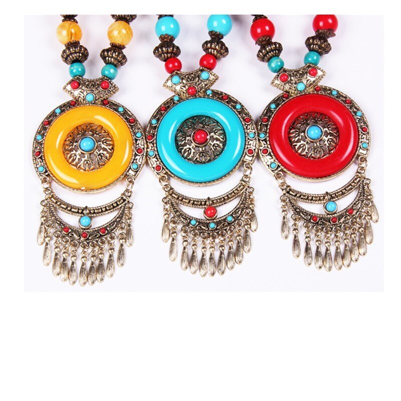 Bohemia Long Ethnic Necklaces & Pendant Maxi Natural Stones Vintage Strand Statement Necklaces For Women Jewelry