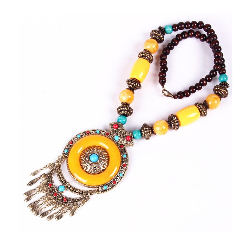 Bohemia Long Ethnic Necklaces & Pendant Maxi Natural Stones Vintage Strand Statement Necklaces For Women Jewelry