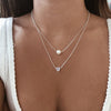 Bohemia Simple Imitation pearl love Heart Double layer Clavicle chain necklace accessories female Jewelry