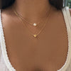Bohemia Simple Imitation pearl love Heart Double layer Clavicle chain necklace accessories female Jewelry