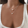 Bohemia Simple Imitation pearl love Heart Double layer Clavicle chain necklace accessories female Jewelry