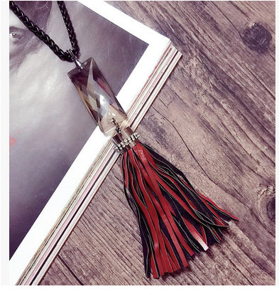 New Bohemia Style Women Long Necklaces High Quality Alloy Leather color Tassels Necklaces Pendants accessroies