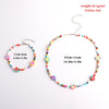 Bohemia Sweet Fruit Rice Bead Necklace Set for Women Watermelon Grapefruit Apple Pattert Cute Necklace Bracelet Set