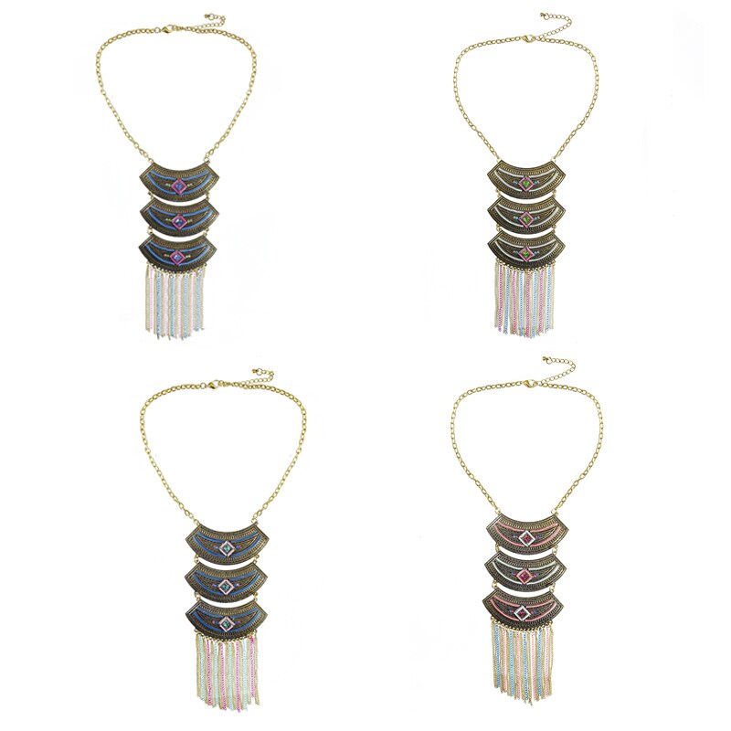 Bohemian Alloy Colorful Retro Necklace Personality Exaggerated Wild.