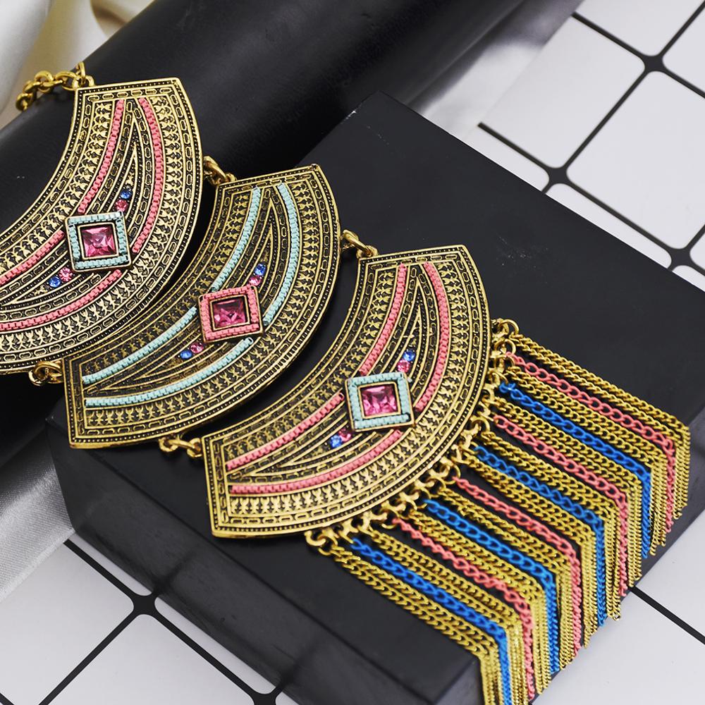 Bohemian Alloy Colorful Retro Necklace Personality Exaggerated Wild.