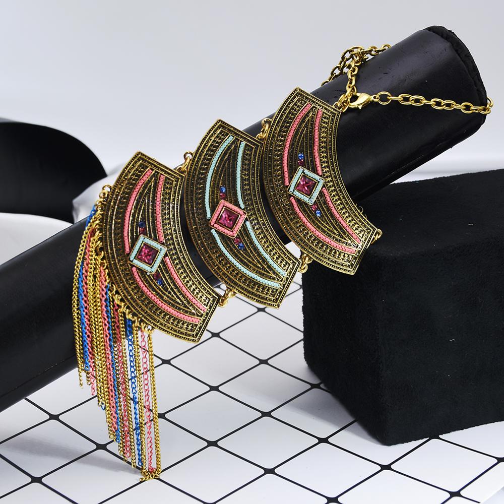 Bohemian Alloy Colorful Retro Necklace Personality Exaggerated Wild.