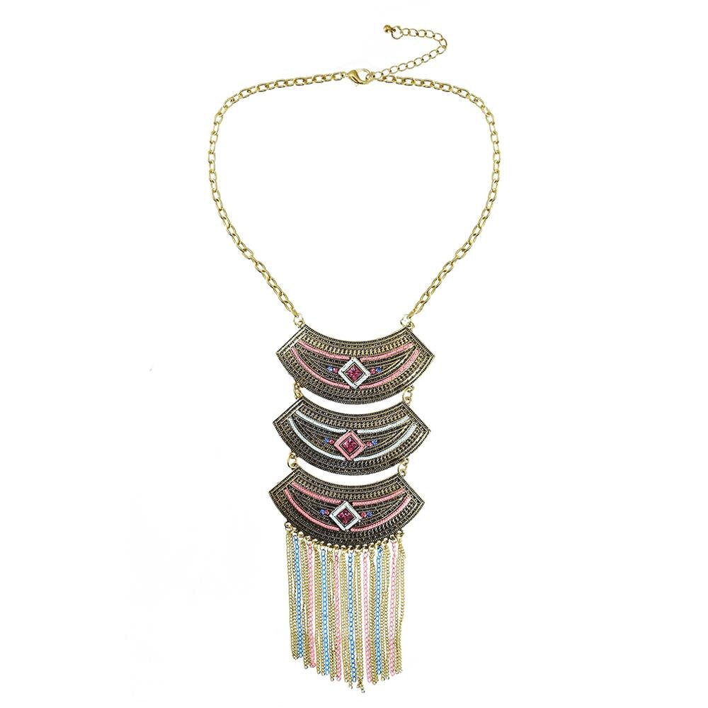 Bohemian Alloy Colorful Retro Necklace Personality Exaggerated Wild.