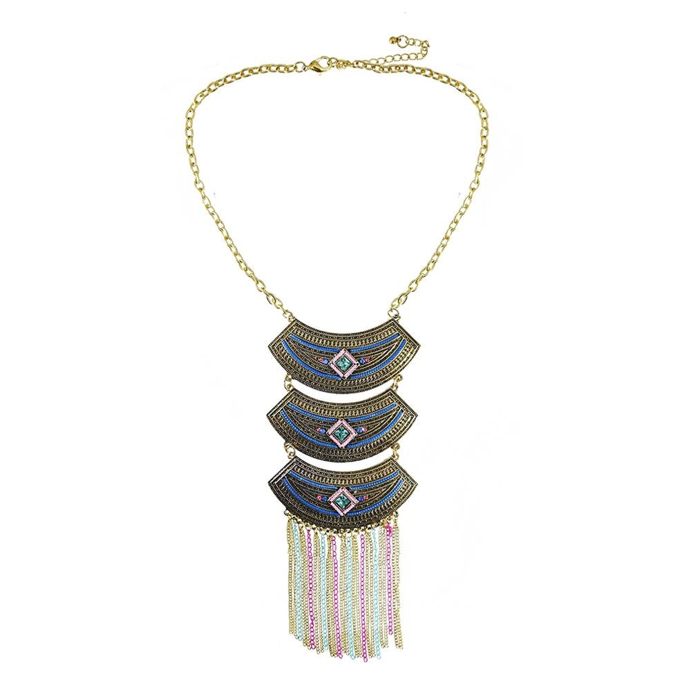 Bohemian Alloy Colorful Retro Necklace Personality Exaggerated Wild.