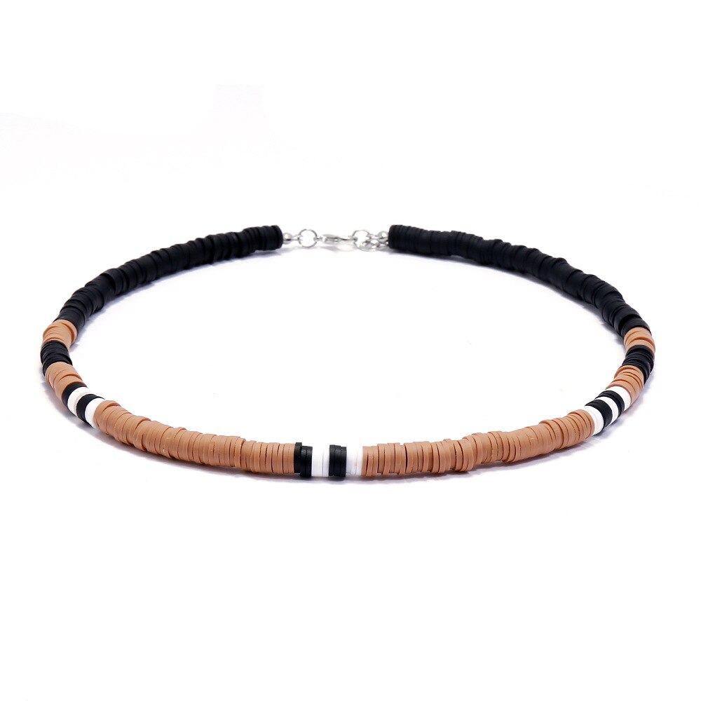 Bohemian Colorful Beads Elastic Resin Handmade Necklace Summer Beach Clavicle Chain Choker Jewelry